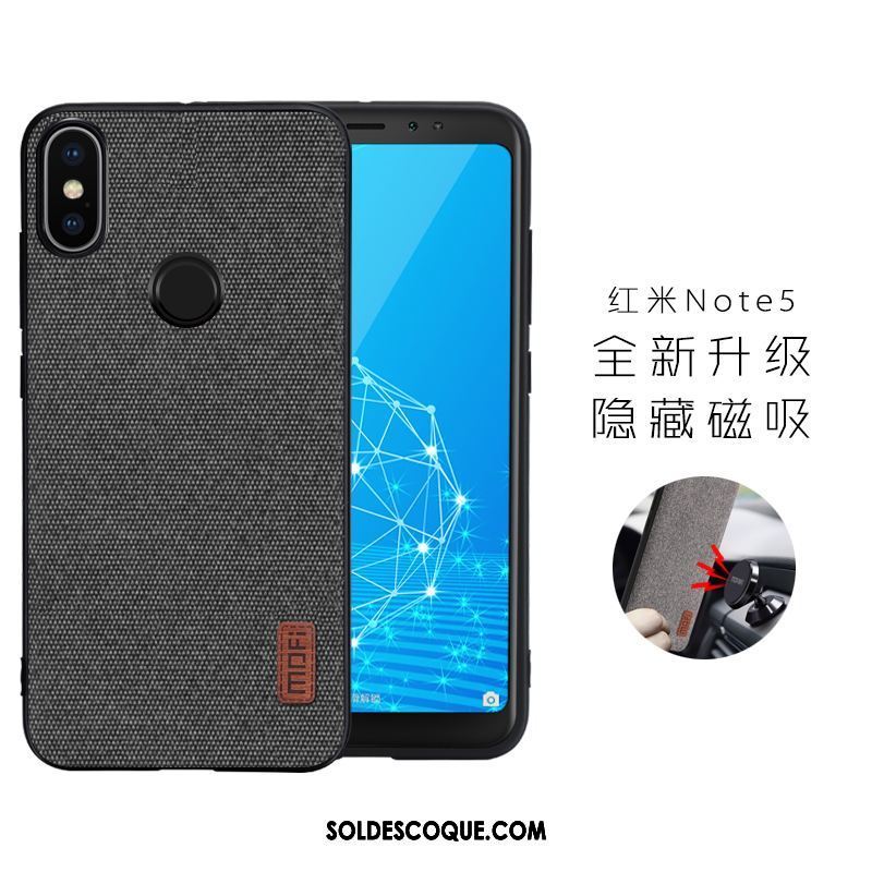 Coque Xiaomi Redmi Note 5 Noir Téléphone Portable Tissu Magnétisme Rouge Soldes