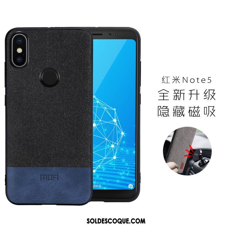 Coque Xiaomi Redmi Note 5 Noir Téléphone Portable Tissu Magnétisme Rouge Soldes