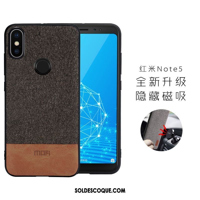 Coque Xiaomi Redmi Note 5 Noir Téléphone Portable Tissu Magnétisme Rouge Soldes