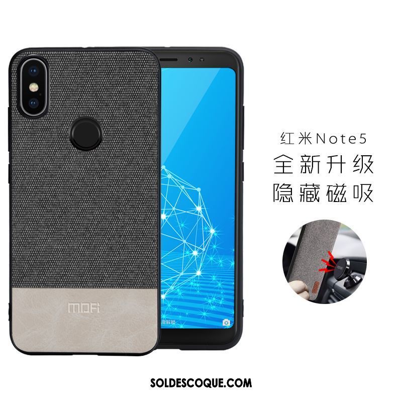 Coque Xiaomi Redmi Note 5 Noir Téléphone Portable Tissu Magnétisme Rouge Soldes