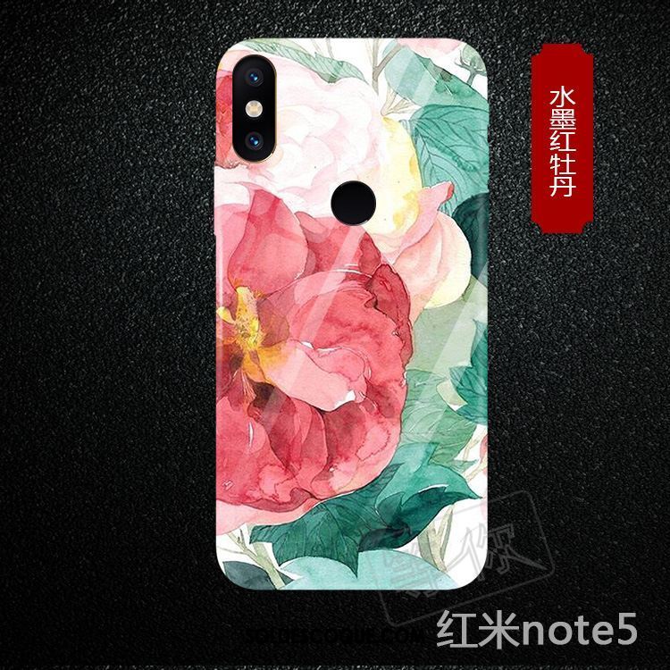 Coque Xiaomi Redmi Note 5 Protection Art Pivoine Rouge Fleur Housse En Ligne