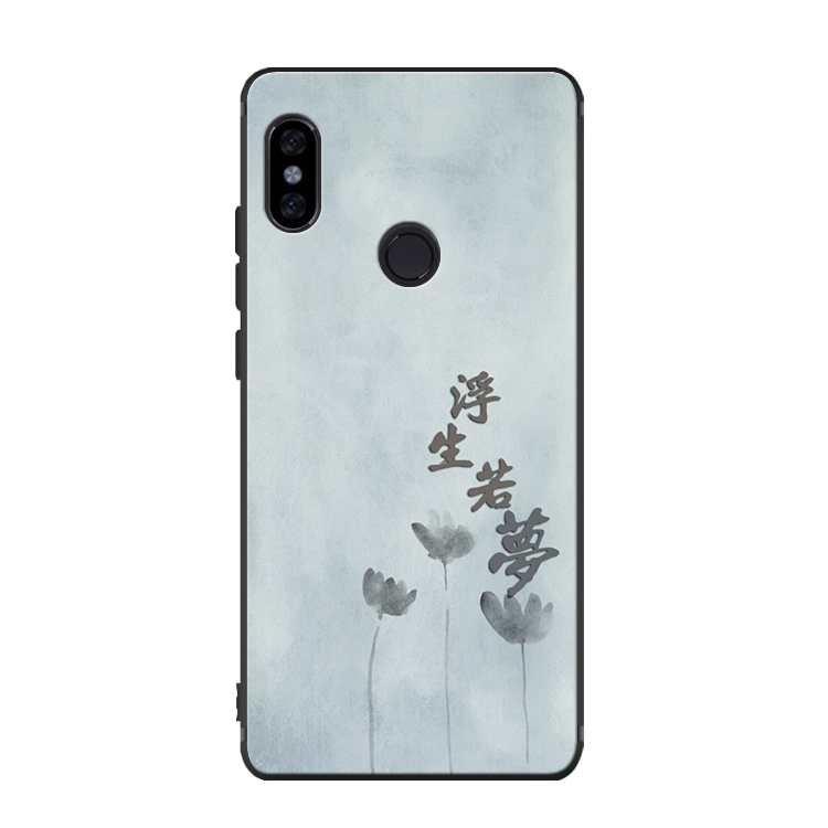 Coque Xiaomi Redmi Note 5 Protection Frais Encre Fleur Noir En Vente