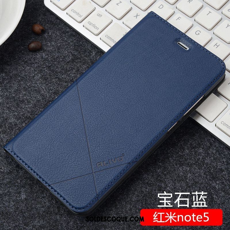 Coque Xiaomi Redmi Note 5 Étui En Cuir Clamshell Rouge Incassable Bleu En Vente