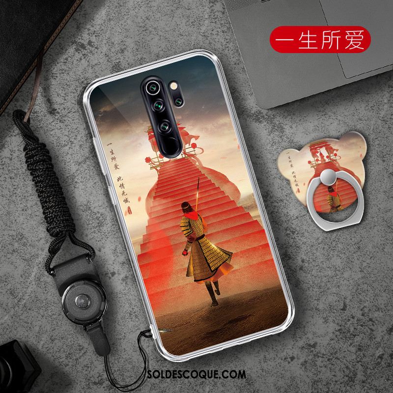 Coque Xiaomi Redmi Note 8 Pro Fluide Doux Rouge Tendance Téléphone Portable Cœur En Ligne