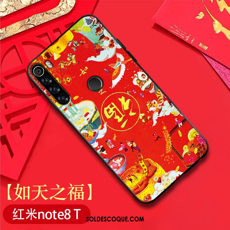 Coque Xiaomi Redmi Note 8t Modèle Fleurie Rouge Incassable Style Chinois Téléphone Portable Housse En Ligne