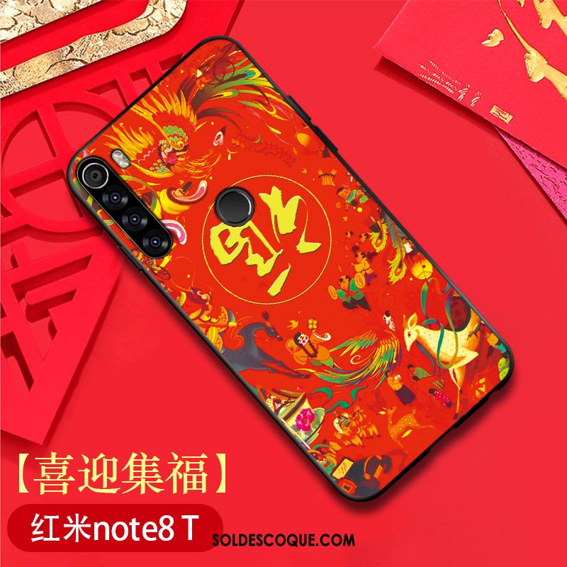 Coque Xiaomi Redmi Note 8t Modèle Fleurie Rouge Incassable Style Chinois Téléphone Portable Housse En Ligne