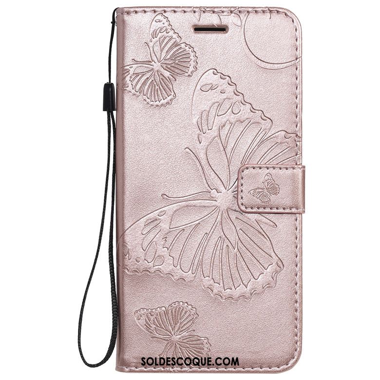 Coque Xiaomi Redmi Note 8t Protection Incassable Rouge Fleurs De Papillons Étui En Cuir Soldes