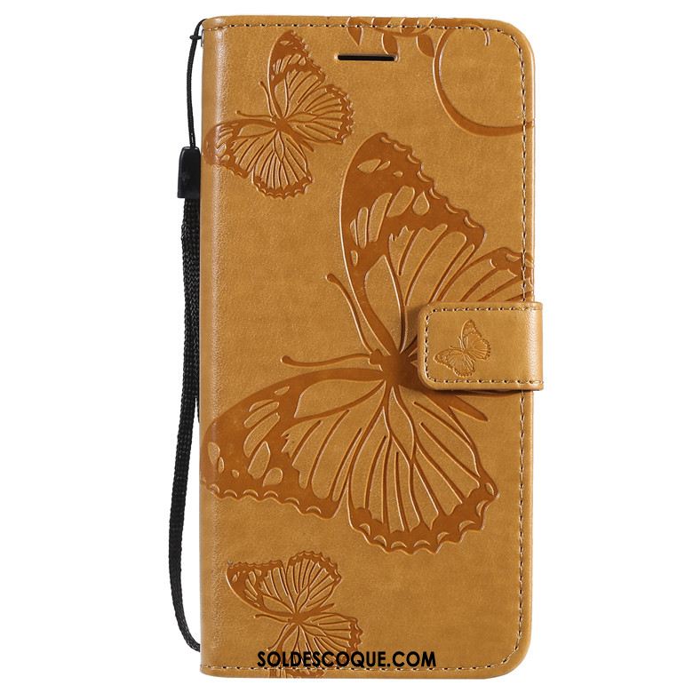 Coque Xiaomi Redmi Note 8t Protection Incassable Rouge Fleurs De Papillons Étui En Cuir Soldes