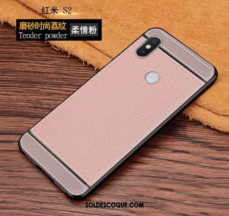 Coque Xiaomi Redmi S2 Litchi Rouge Tout Compris Fluide Doux Modèle Fleurie Pas Cher