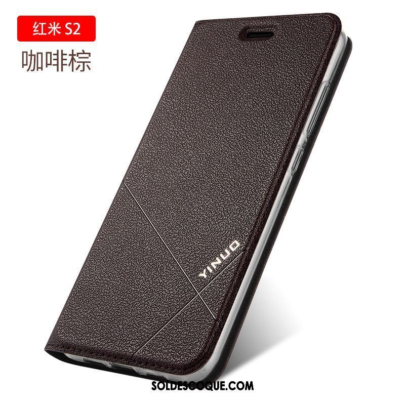 Coque Xiaomi Redmi S2 Protection Noir Étui En Cuir Clamshell Fluide Doux En Ligne