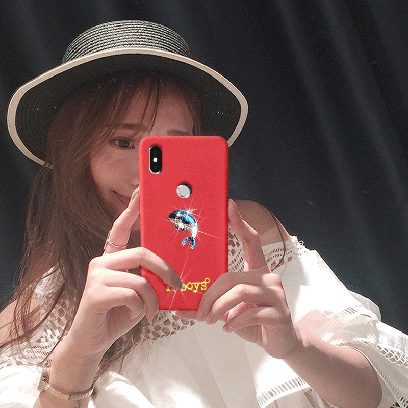 Coque Xiaomi Redmi S2 Rouge Téléphone Portable Petit Silicone Strass Soldes
