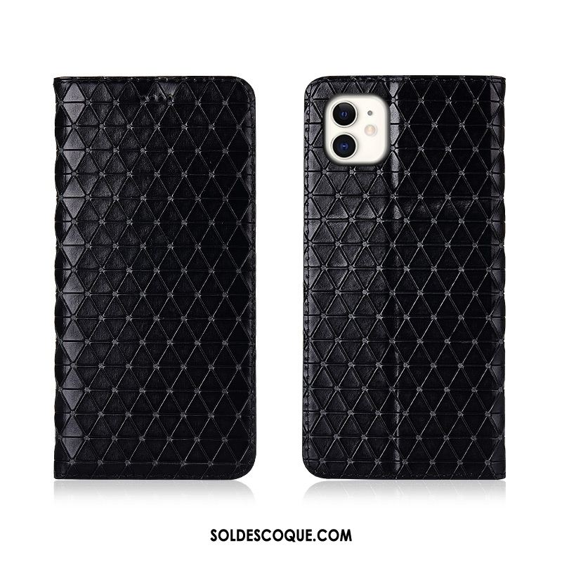 Coque iPhone 11 Cuir Véritable Plaid Créatif Incassable Protection Pas Cher