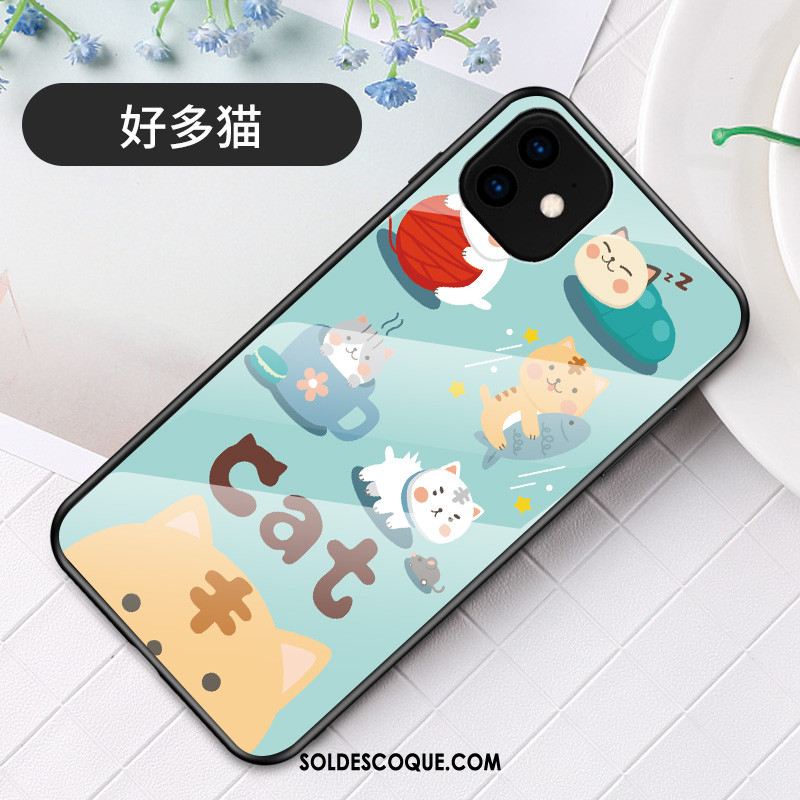 Coque iPhone 11 Dessin Animé Nouveau Verre Téléphone Portable Protection Housse Soldes