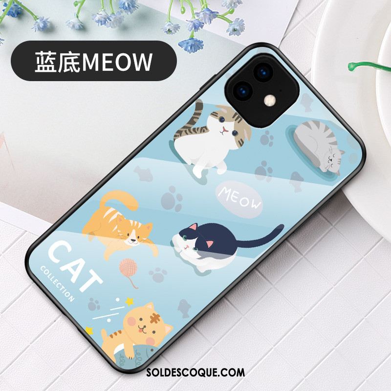 Coque iPhone 11 Dessin Animé Nouveau Verre Téléphone Portable Protection Housse Soldes