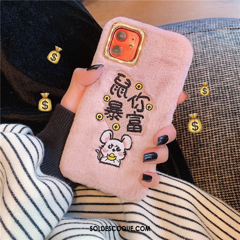 Coque iPhone 11 Fluide Doux Nouveau Richesse Rose Rat En Vente