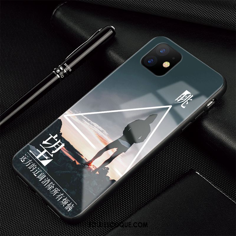 Coque iPhone 11 Marque De Tendance Simple Silicone Verre Luxe En Vente