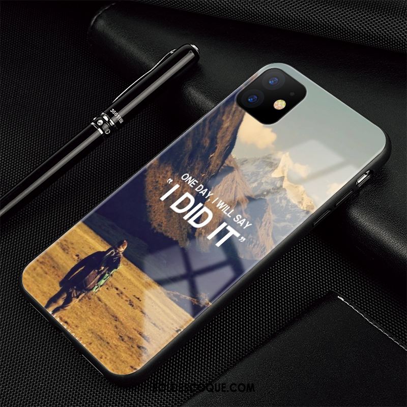 Coque iPhone 11 Marque De Tendance Simple Silicone Verre Luxe En Vente