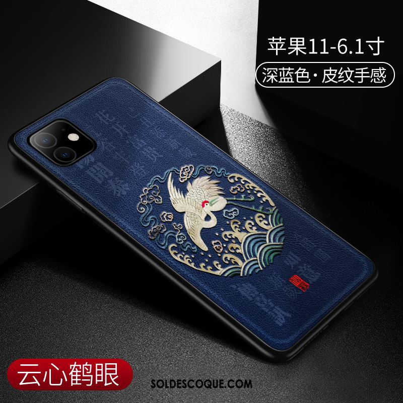 Coque iPhone 11 Nouveau Incassable Cuir Style Chinois Très Mince Pas Cher