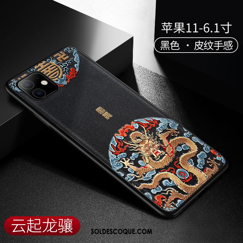 Coque iPhone 11 Nouveau Incassable Cuir Style Chinois Très Mince Pas Cher