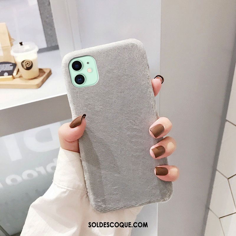 Coque iPhone 11 Nouveau Tout Compris Simple Couleur Unie Peluche En Ligne