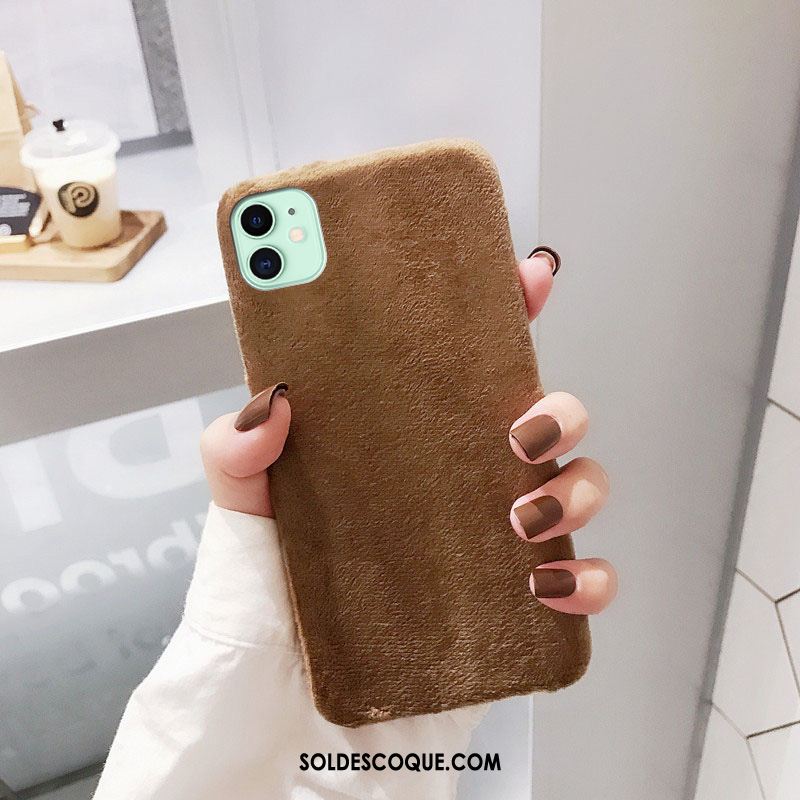 Coque iPhone 11 Nouveau Tout Compris Simple Couleur Unie Peluche En Ligne