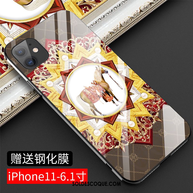 Coque iPhone 11 Paon Luxe Mode Téléphone Portable Net Rouge Pas Cher