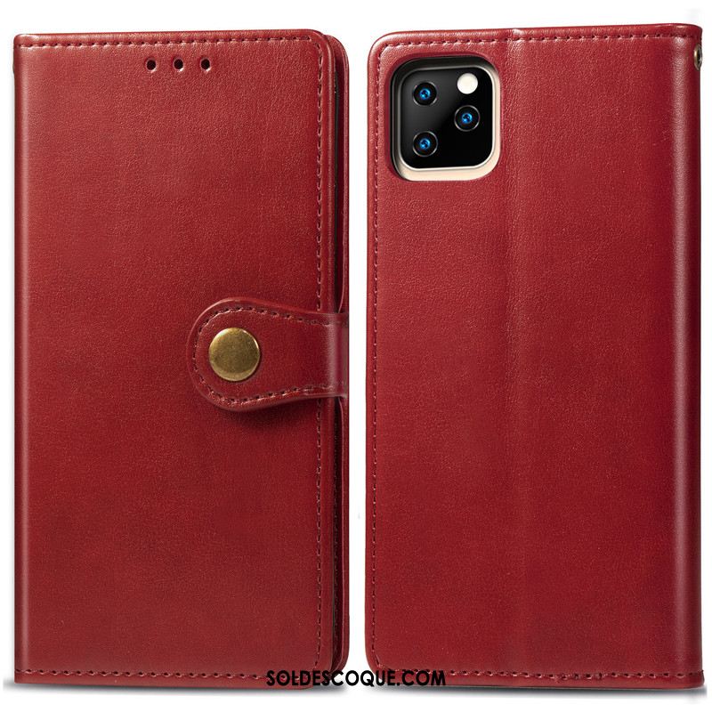 Coque iPhone 11 Pro Business Rouge Étui En Cuir Simple Téléphone Portable En Ligne