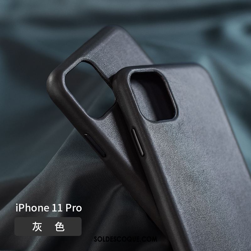 Coque iPhone 11 Pro Cuir Véritable Net Rouge Protection Luxe Nouveau Pas Cher