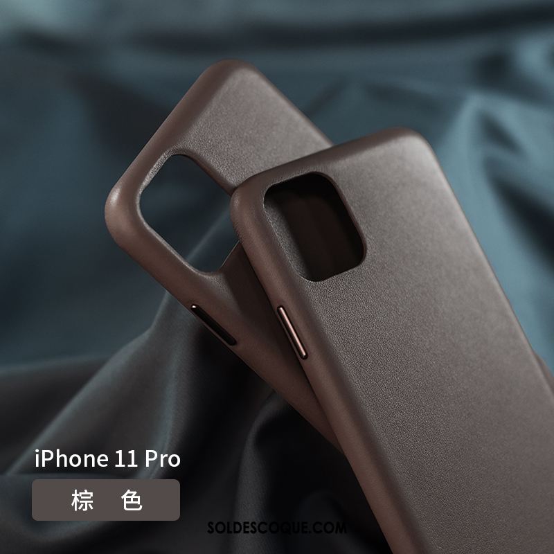 Coque iPhone 11 Pro Cuir Véritable Net Rouge Protection Luxe Nouveau Pas Cher