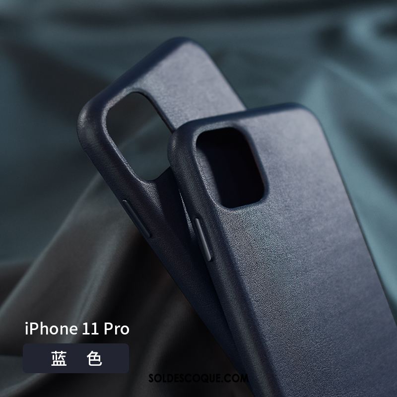 Coque iPhone 11 Pro Cuir Véritable Net Rouge Protection Luxe Nouveau Pas Cher