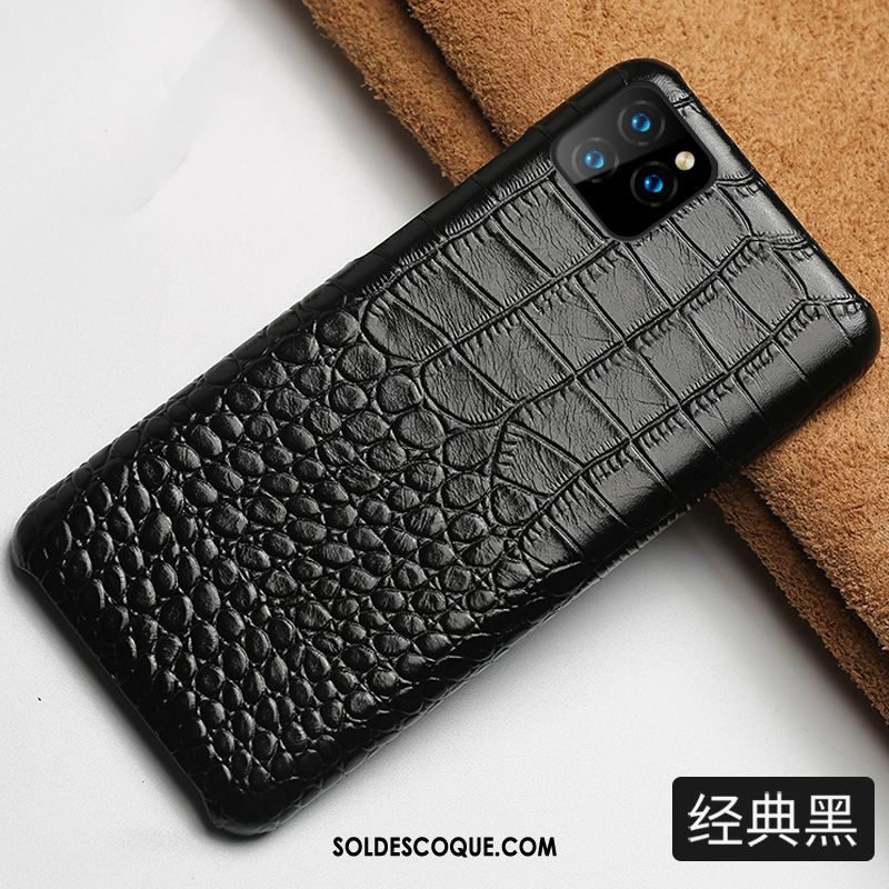 Coque iPhone 11 Pro Cuir Véritable Personnalité Très Mince Noir Luxe En Vente