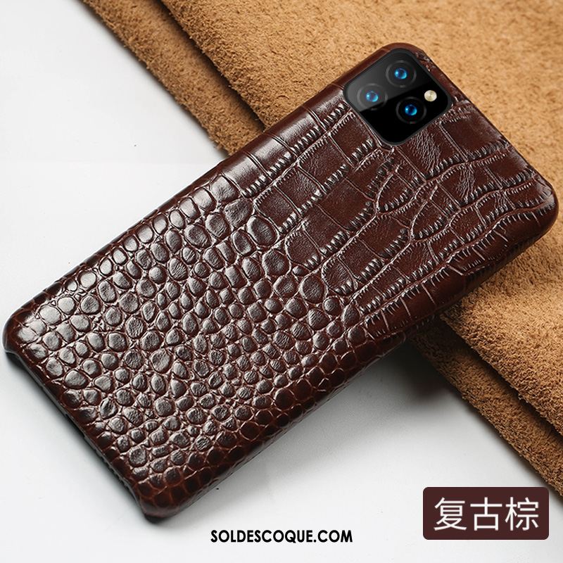 Coque iPhone 11 Pro Cuir Véritable Personnalité Très Mince Noir Luxe En Vente