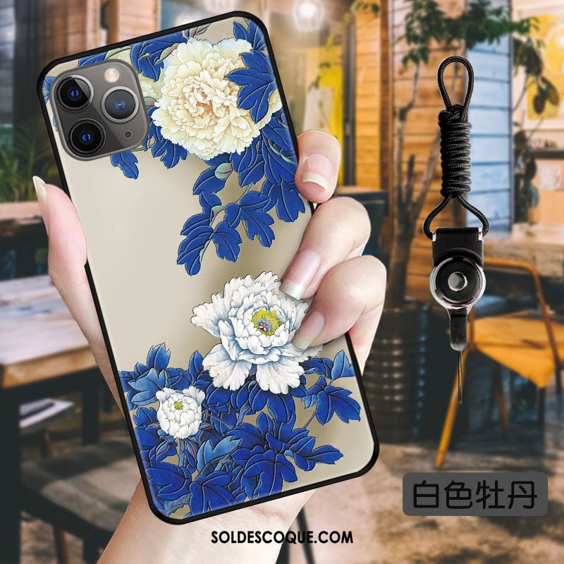 Coque iPhone 11 Pro Encre Délavé En Daim Protection Vintage Rose Pas Cher