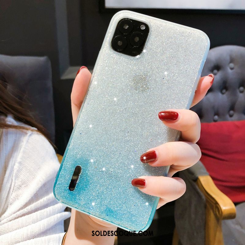 Coque iPhone 11 Pro Max Bleu Tout Compris Strass Téléphone Portable Luxe Soldes