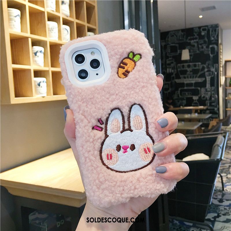 Coque iPhone 11 Pro Max Créatif Rose Personnalité Velours Dessin Animé Pas Cher