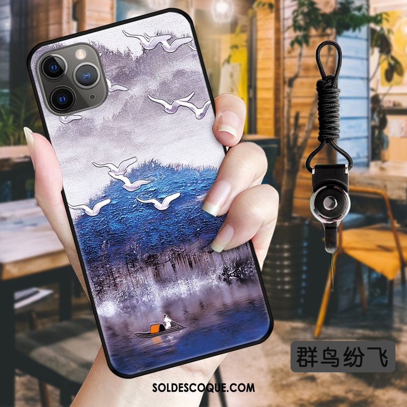 Coque iPhone 11 Pro Max Délavé En Daim Encre Tendance Téléphone Portable Tout Compris Pas Cher