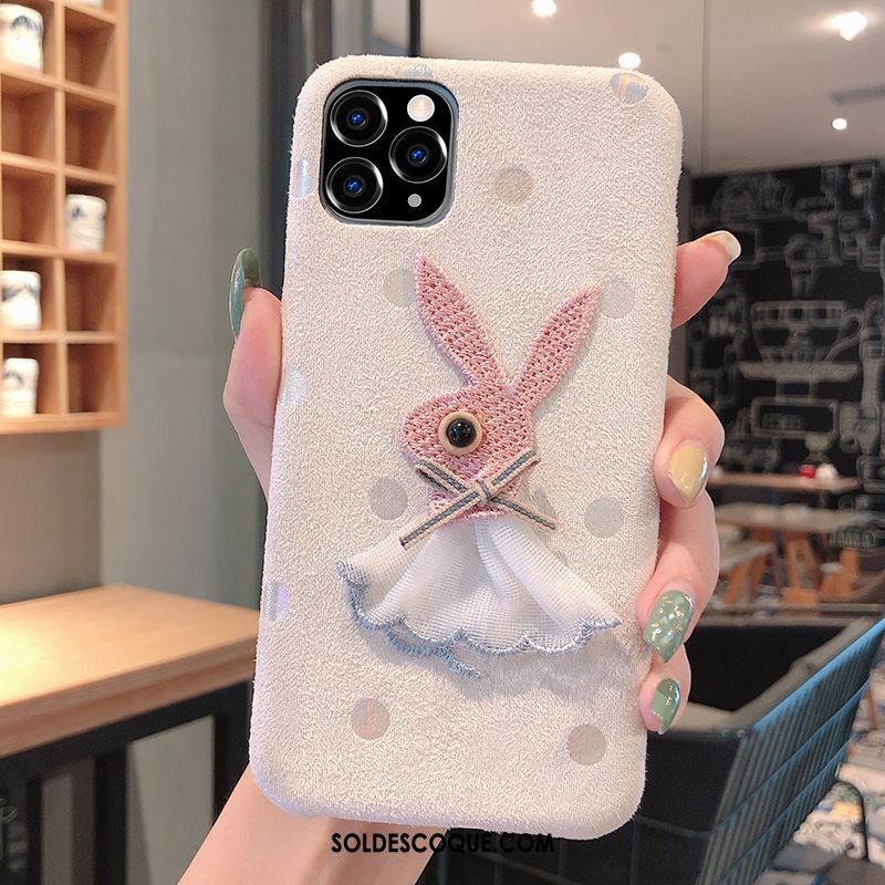 Coque iPhone 11 Pro Max Lapin Peluche Fluide Doux Net Rouge Dimensionnel En Vente