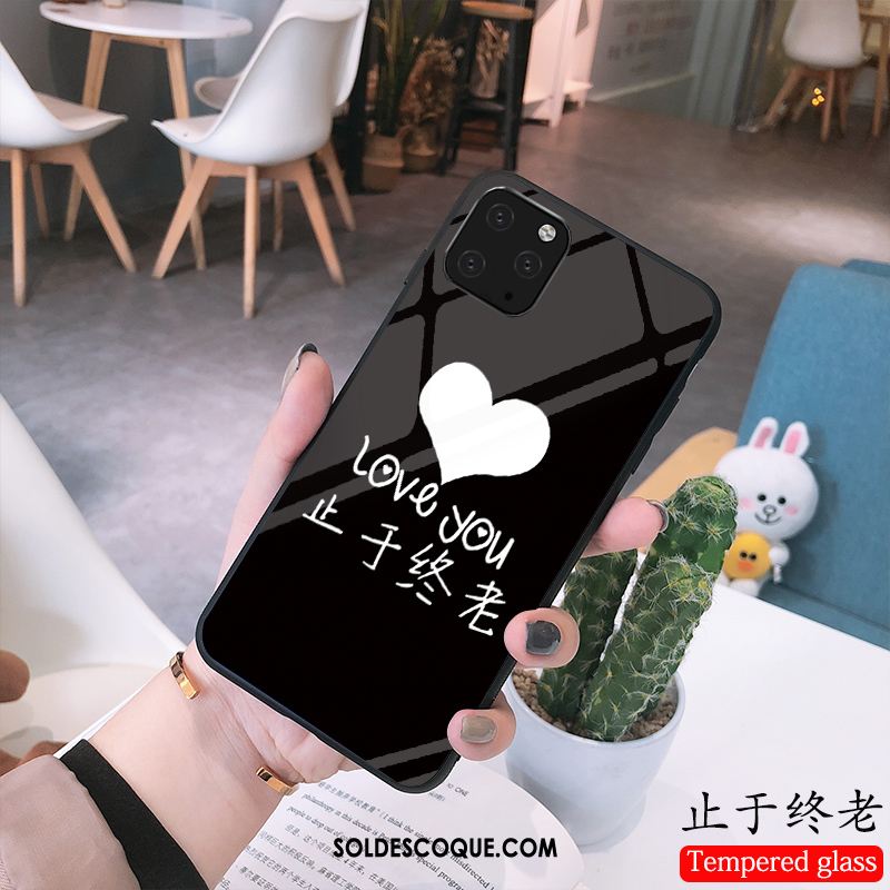 Coque iPhone 11 Pro Max Noir Téléphone Portable Verre Simple Amoureux En Ligne