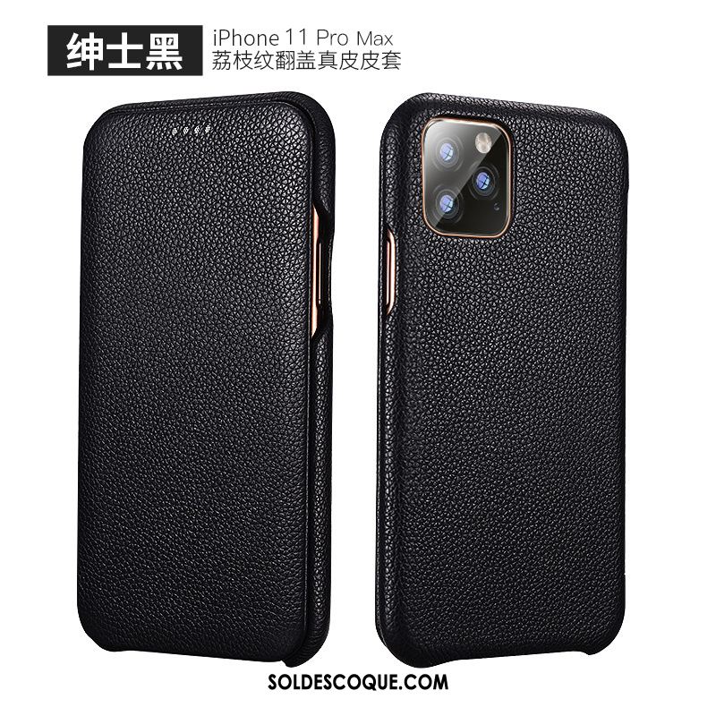 Coque iPhone 11 Pro Max Nouveau Téléphone Portable Business Protection Cuir Véritable Housse Pas Cher