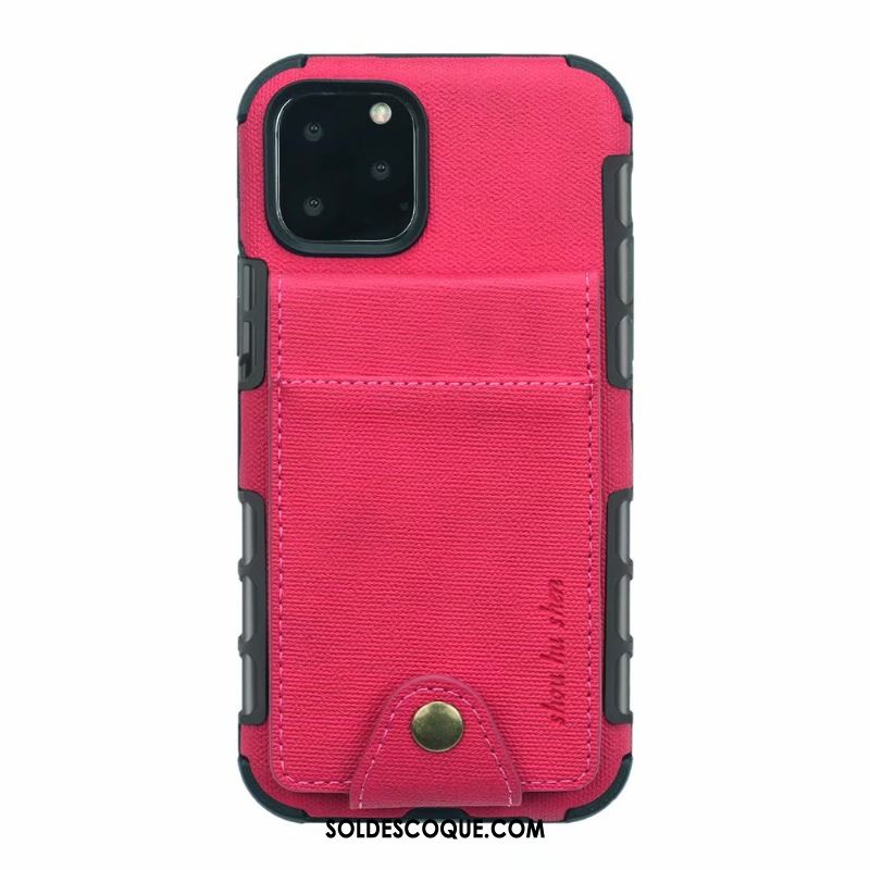 Coque iPhone 11 Pro Max Portefeuille Sac Carte Téléphone Portable Rouge Étui En Cuir Pas Cher