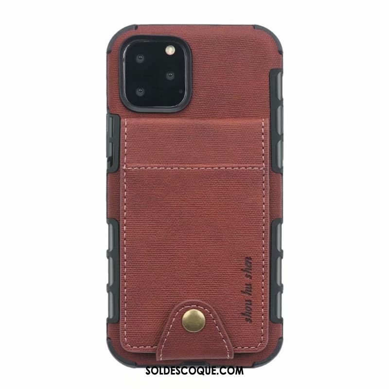 Coque iPhone 11 Pro Max Portefeuille Sac Carte Téléphone Portable Rouge Étui En Cuir Pas Cher