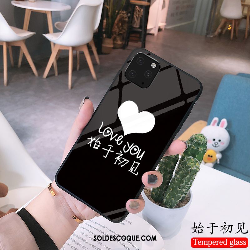 Coque iPhone 11 Pro Max Simple Téléphone Portable Noir Verre Amoureux En Ligne