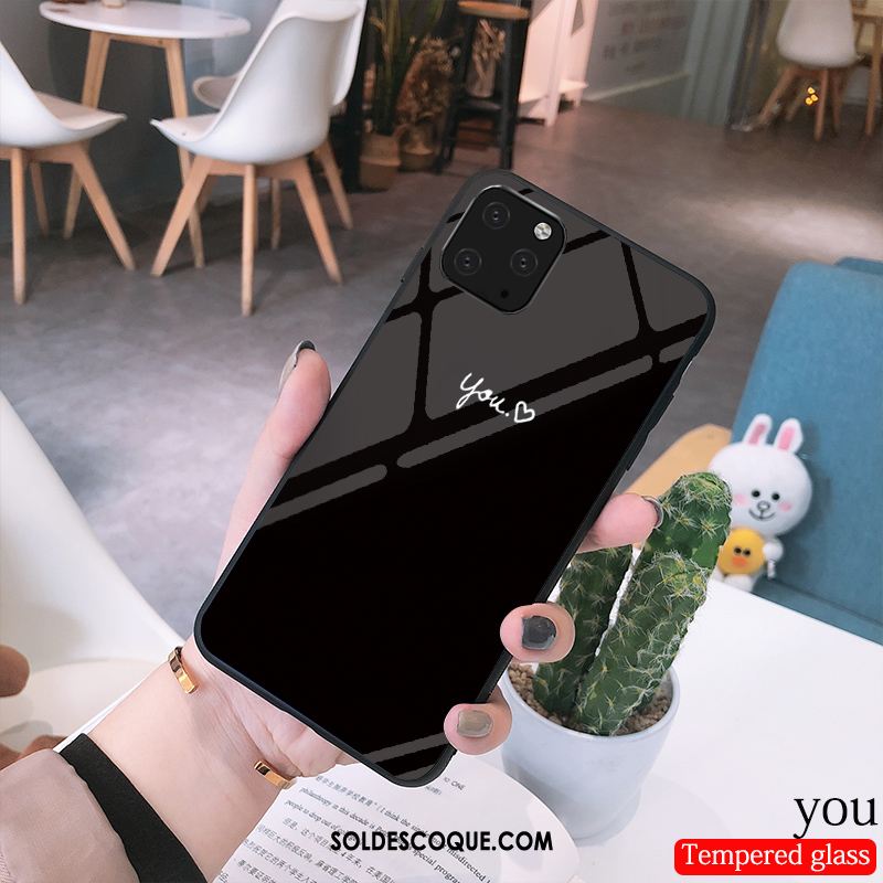 Coque iPhone 11 Pro Max Simple Téléphone Portable Noir Verre Amoureux En Ligne