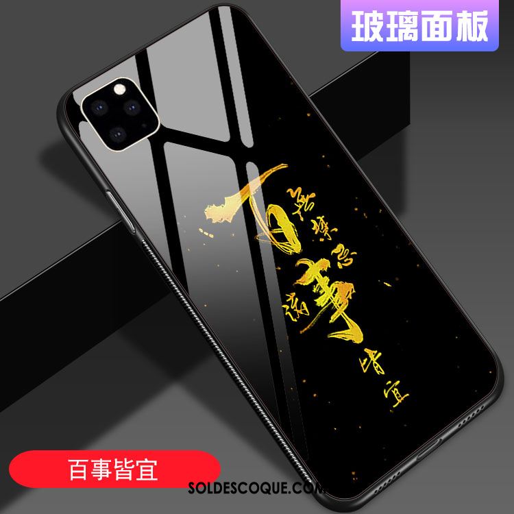 Coque iPhone 11 Pro Max Style Chinois Net Rouge Verre Noir Incassable Soldes