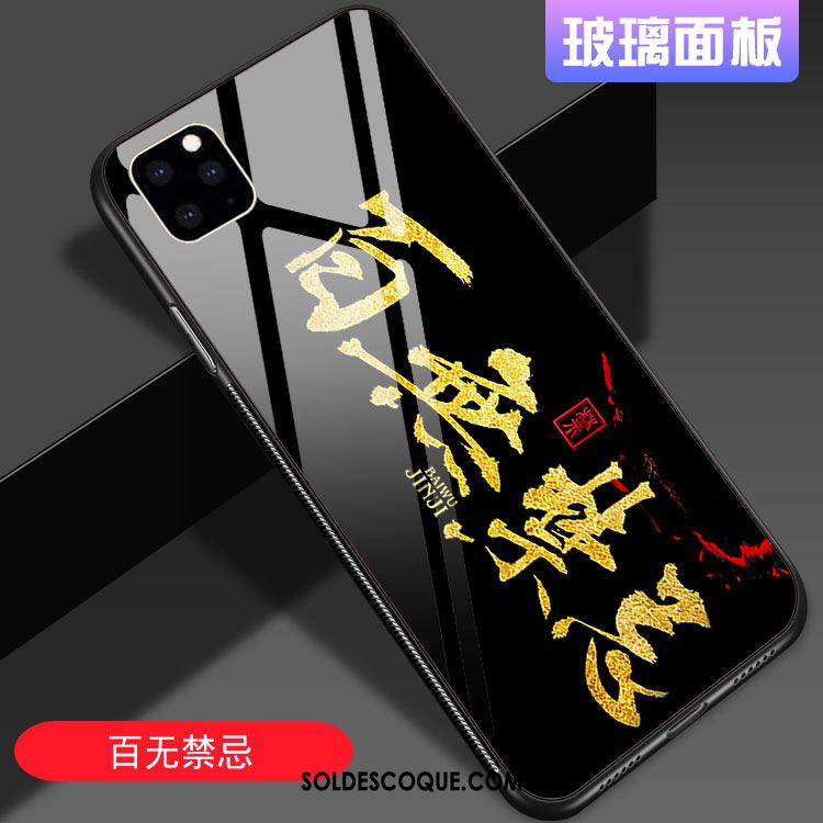 Coque iPhone 11 Pro Max Style Chinois Net Rouge Verre Noir Incassable Soldes