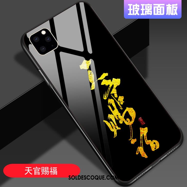 Coque iPhone 11 Pro Max Style Chinois Net Rouge Verre Noir Incassable Soldes