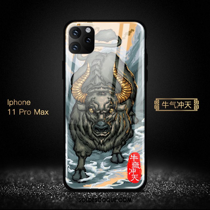 Coque iPhone 11 Pro Max Style Chinois Verre Nouveau Miroir Téléphone Portable Housse Soldes