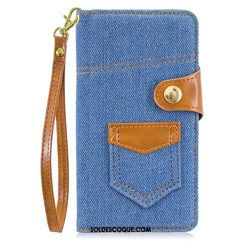 Coque iPhone 11 Pro Max Tendance Clamshell Téléphone Portable Étui Denim Soldes