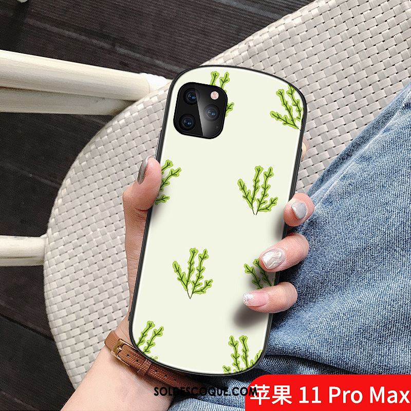 Coque iPhone 11 Pro Max Téléphone Portable Net Rouge Mode Vert Frais Housse Pas Cher