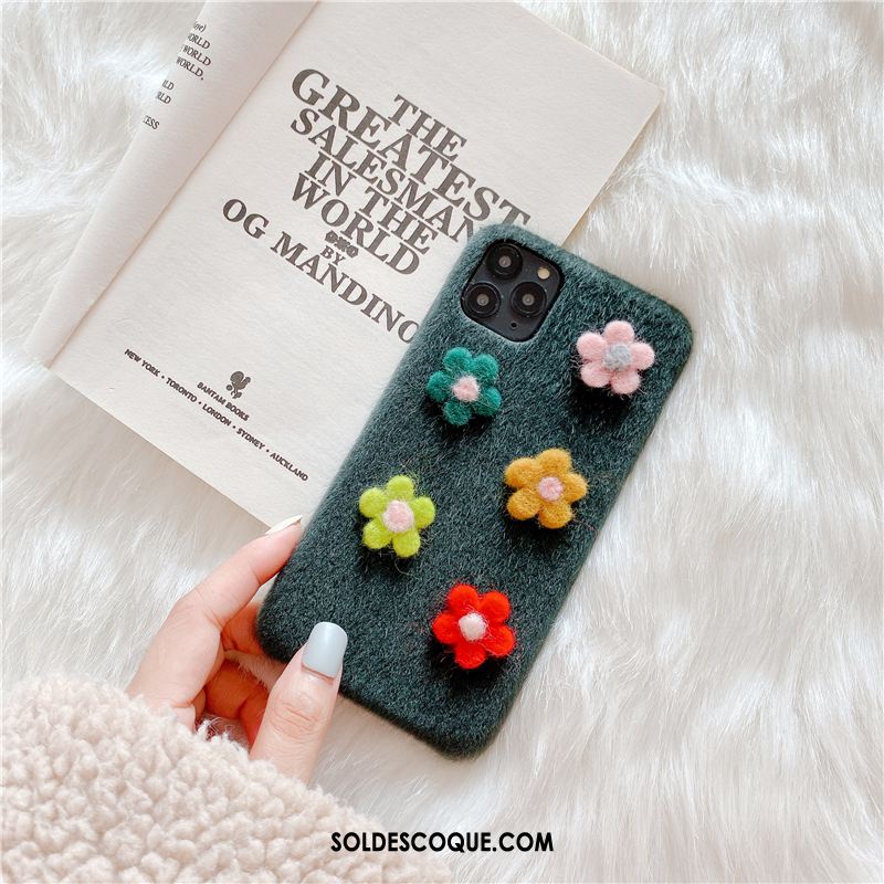 Coque iPhone 11 Pro Max Vent Fleurs Peluche Créatif Personnalité Soldes